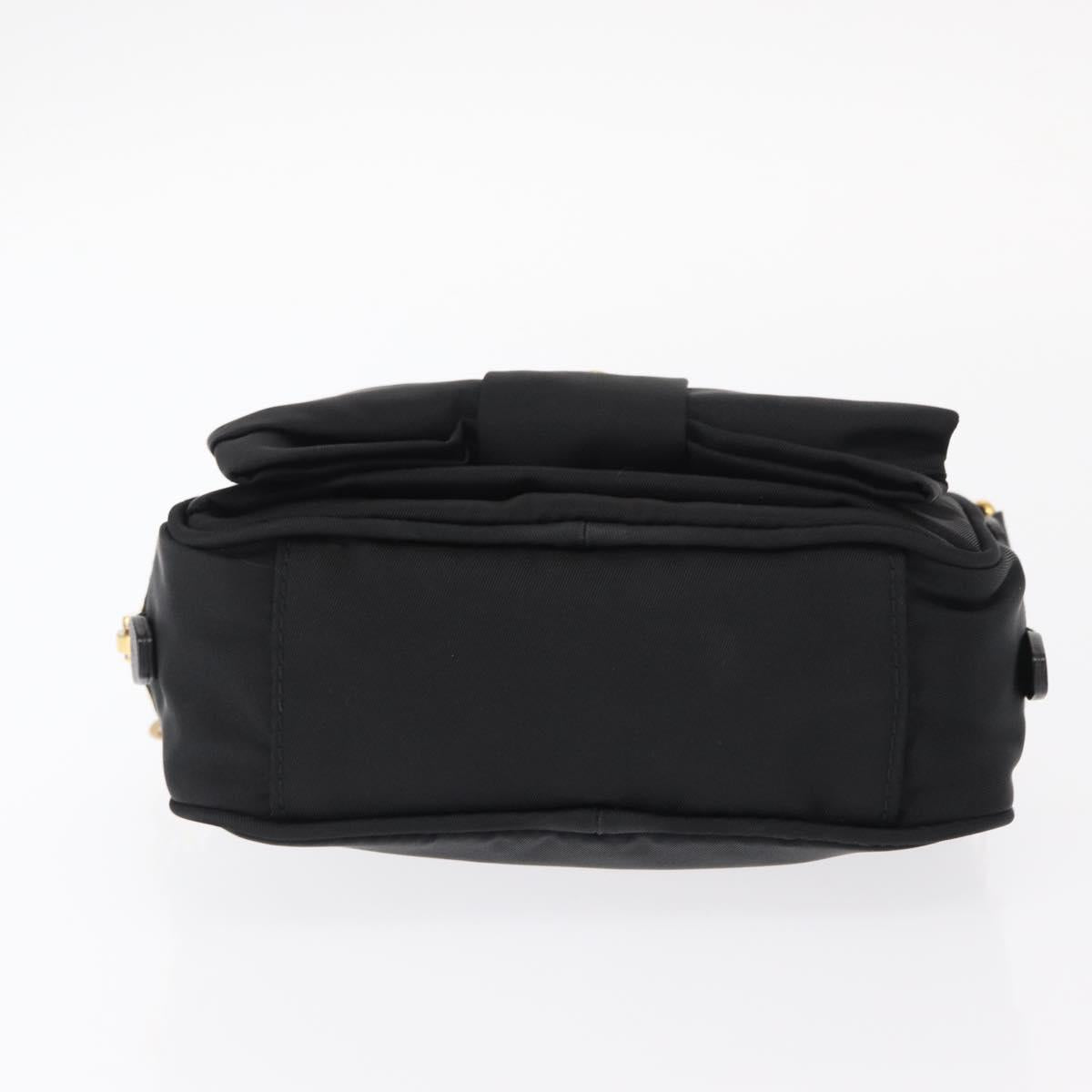 PRADA Chain Shoulder Bag Nylon Black Gold Auth 151199V