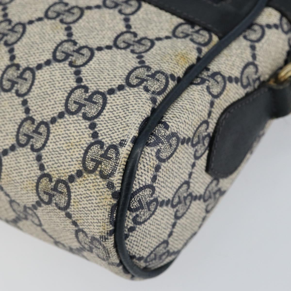 GUCCI GG Supreme Sherry Line Bag PVC Leather Navy Gold 56 02 004 Auth 151234