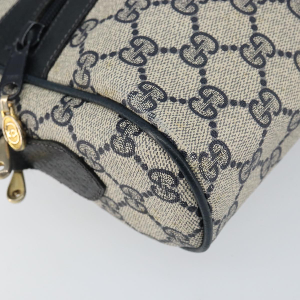 GUCCI GG Supreme Sherry Line Bag PVC Leather Navy Gold 56 02 004 Auth 151234