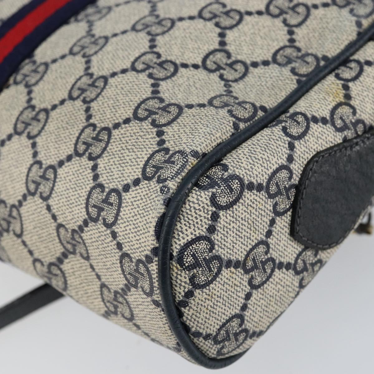 GUCCI GG Supreme Sherry Line Bag PVC Leather Navy Gold 56 02 004 Auth 151234