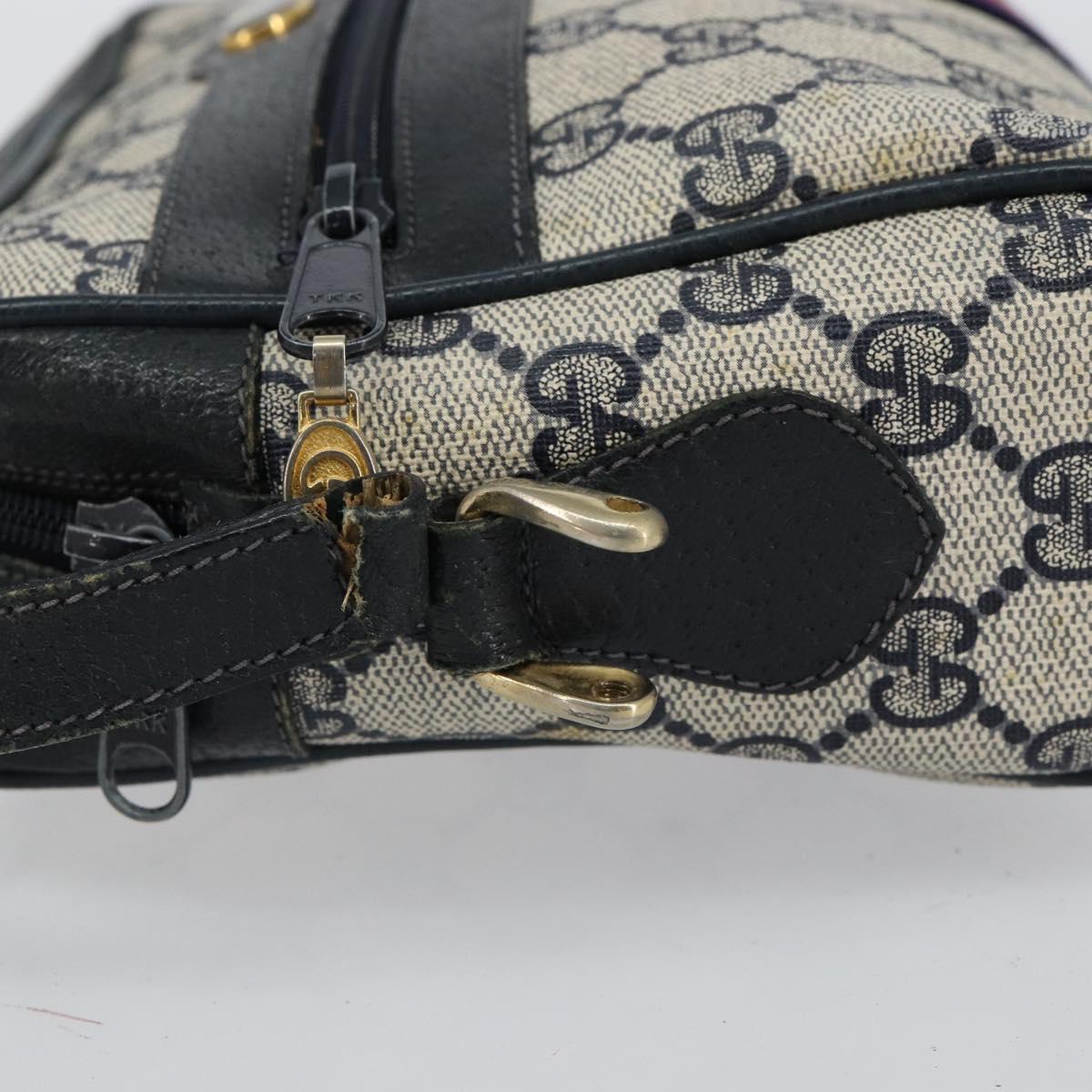 GUCCI GG Supreme Sherry Line Bag PVC Leather Navy Gold 56 02 004 Auth 151234