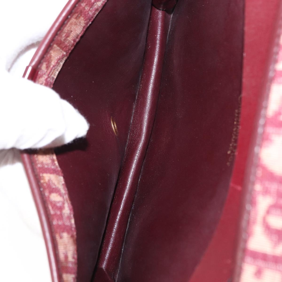 Christian Dior Trotter Canvas Chain Shoulder Bag Red Gold Auth 151235