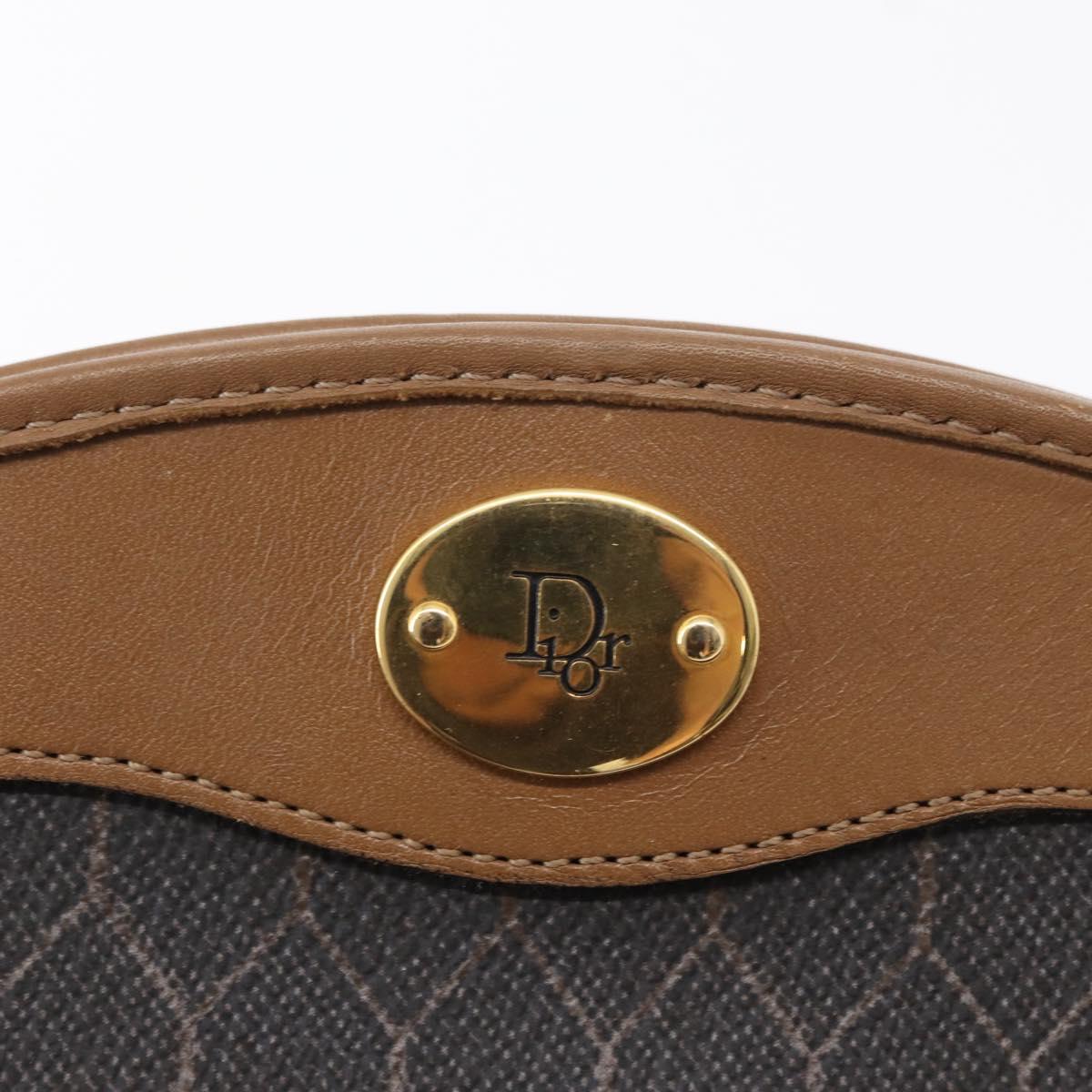 Christian Dior Honeycomb Canvas Chain Shoulder Bag PVC Black Gold Auth 151236