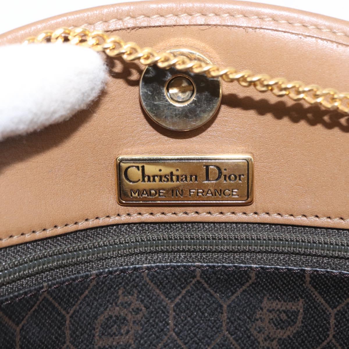 Christian Dior Honeycomb Canvas Chain Shoulder Bag PVC Black Gold Auth 151236