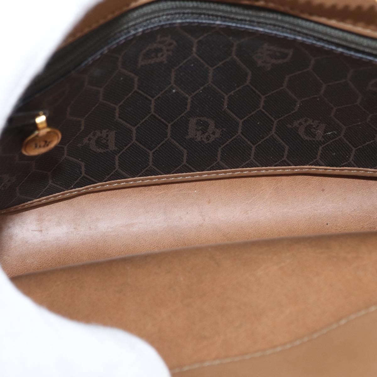 Christian Dior Honeycomb Canvas Chain Shoulder Bag PVC Black Gold Auth 151236