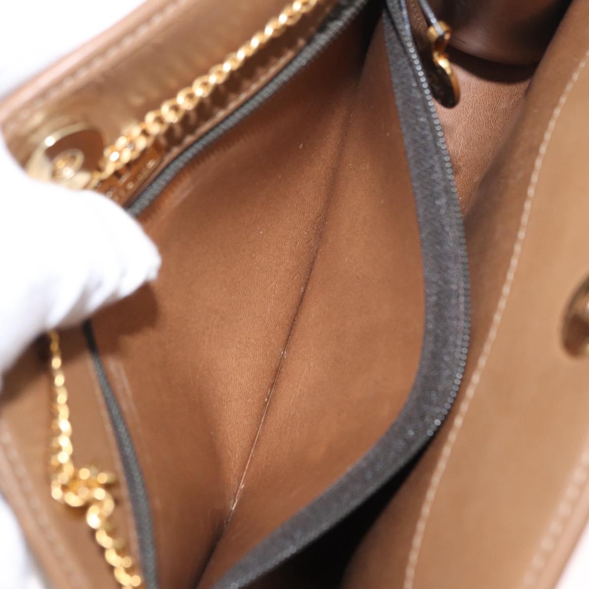 Christian Dior Honeycomb Canvas Chain Shoulder Bag PVC Black Gold Auth 151236