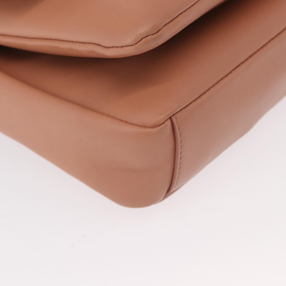 Salvatore Ferragamo Vala Chain Shoulder Bag Leather Pink Gold Auth 151237