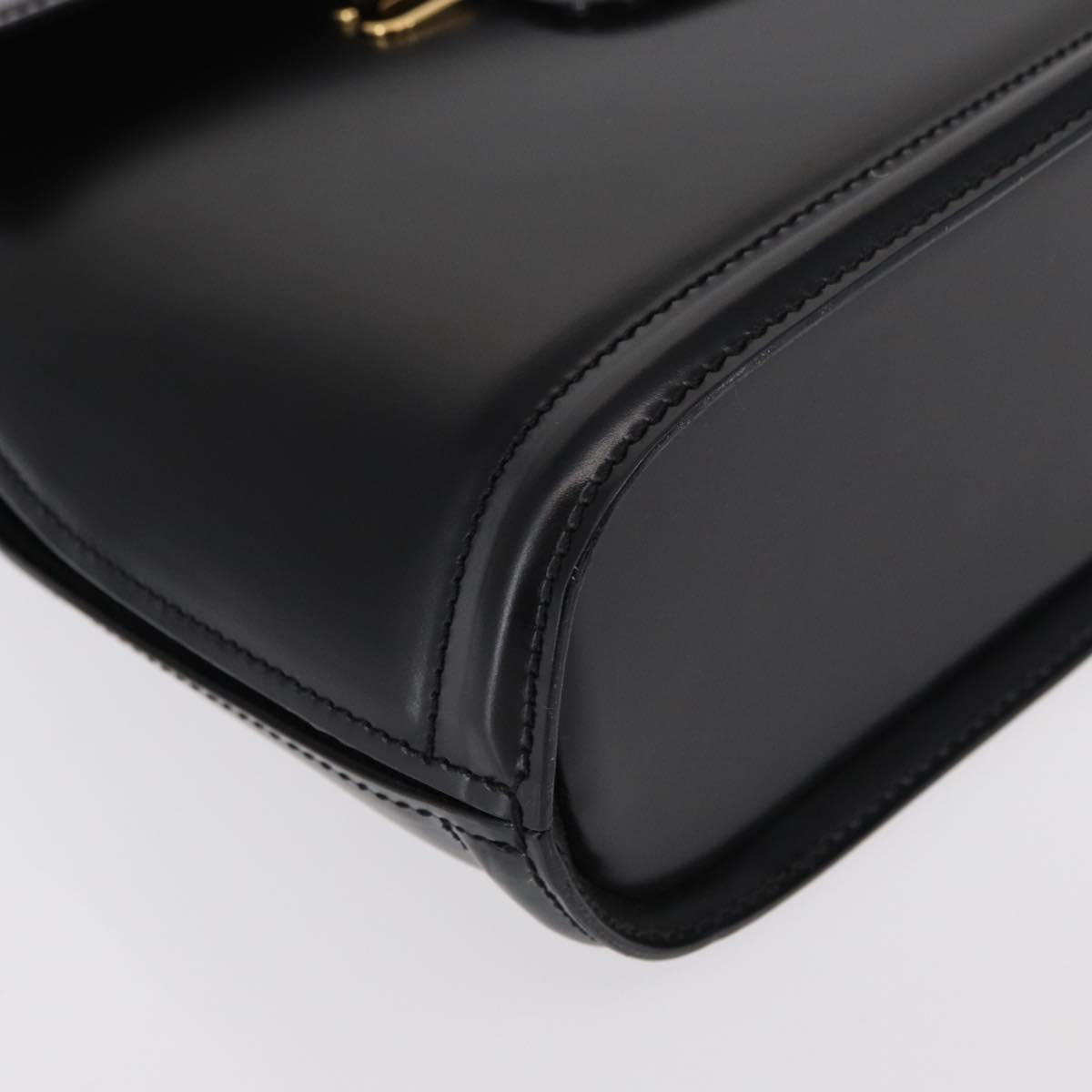 BALLY Shoulder Bag Leather Black Gold Auth 151255