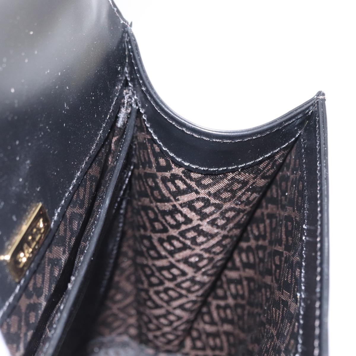 BALLY Shoulder Bag Leather Black Gold Auth 151255