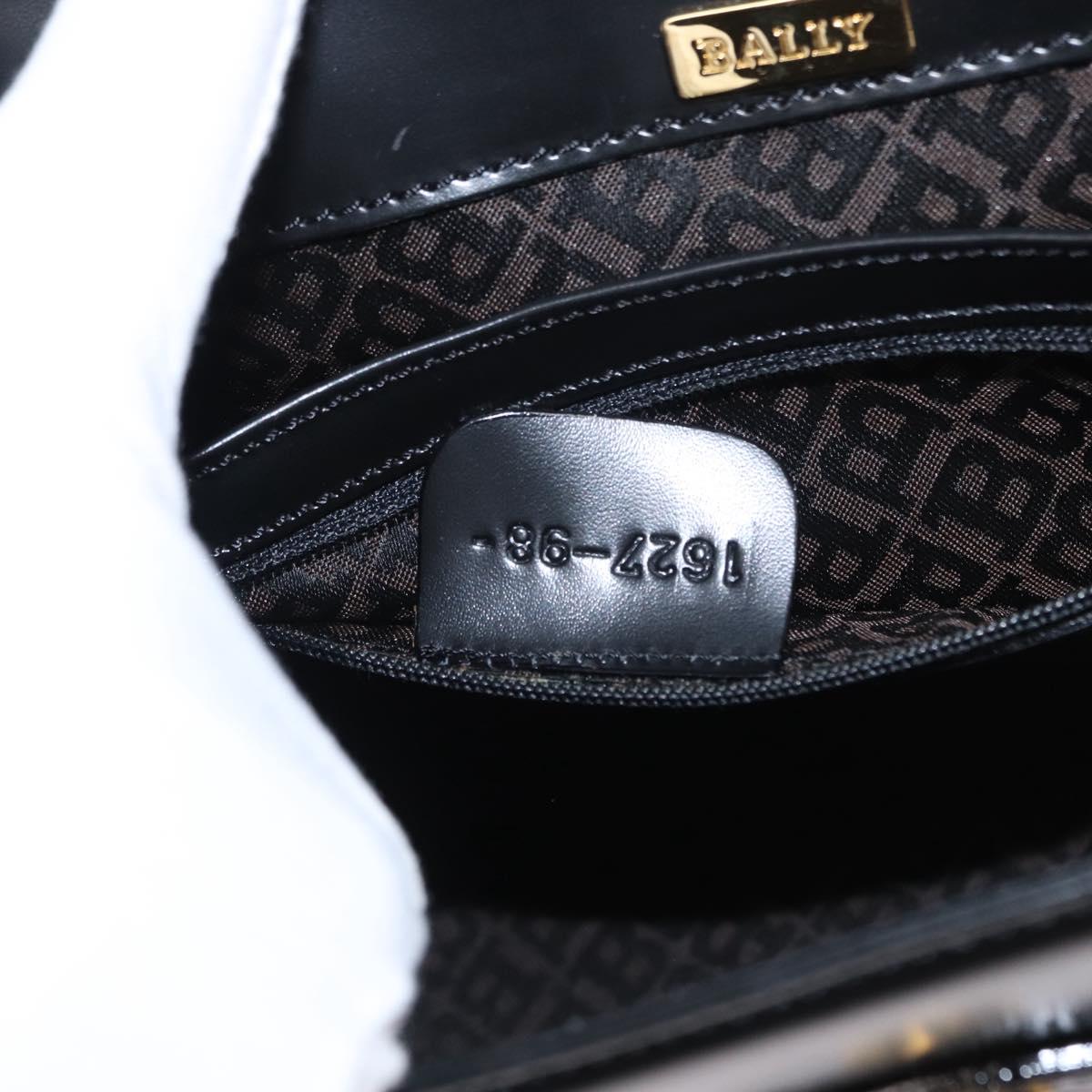BALLY Shoulder Bag Leather Black Gold Auth 151255