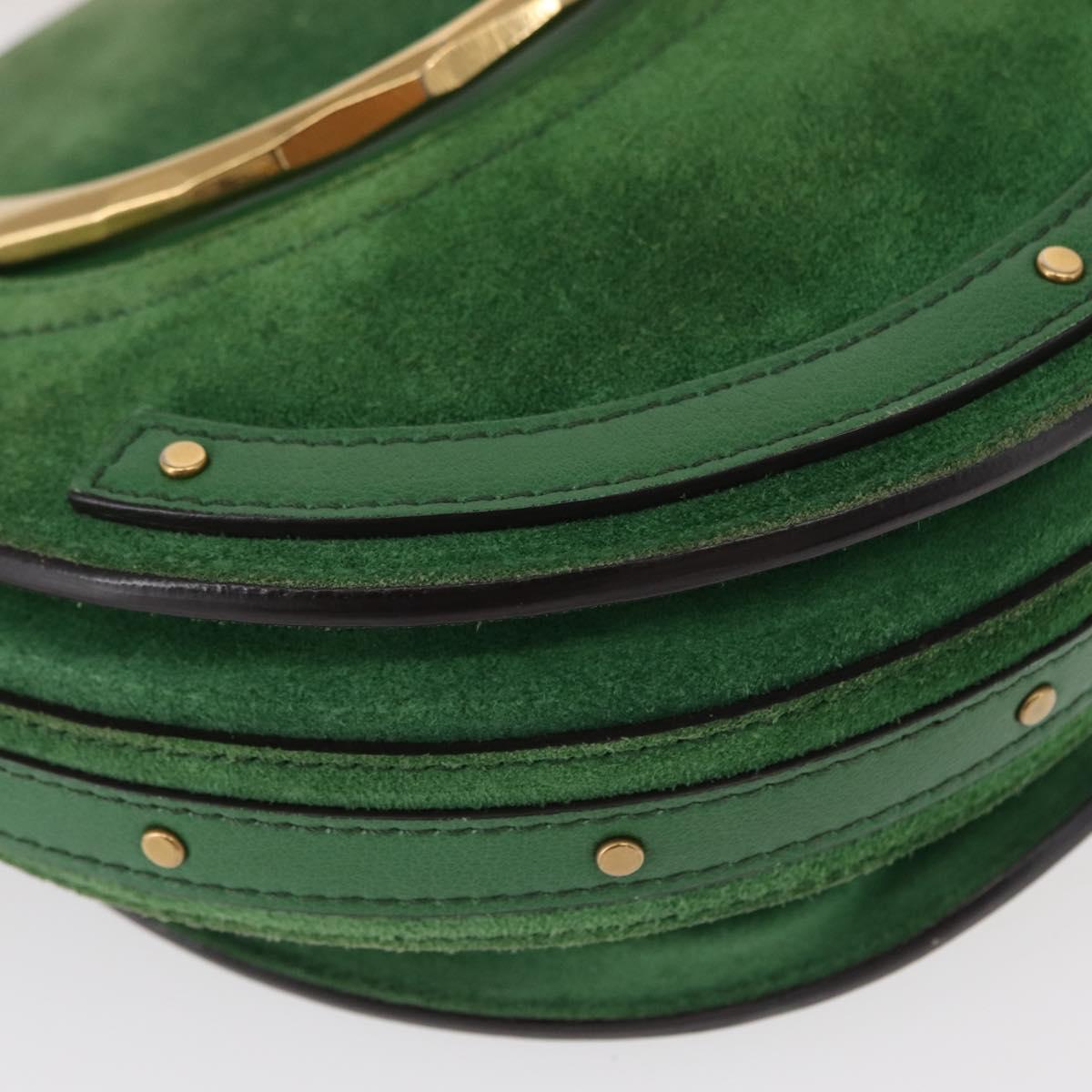 Chloe Pixy Hand Bag Leather Suede 2way Green Gold Auth 151257