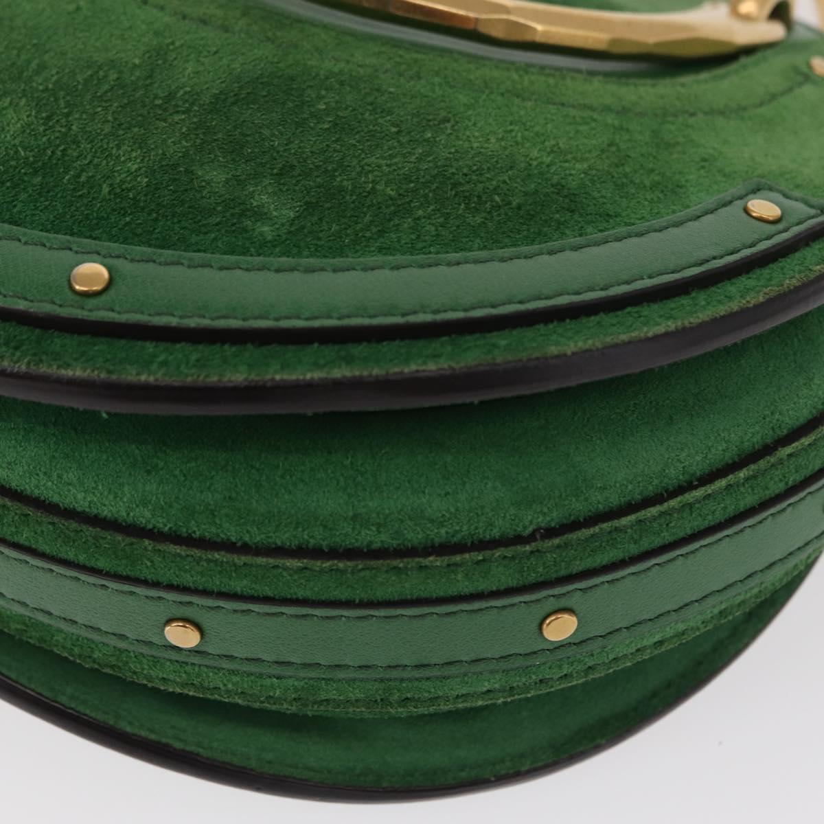 Chloe Pixy Hand Bag Leather Suede 2way Green Gold Auth 151257