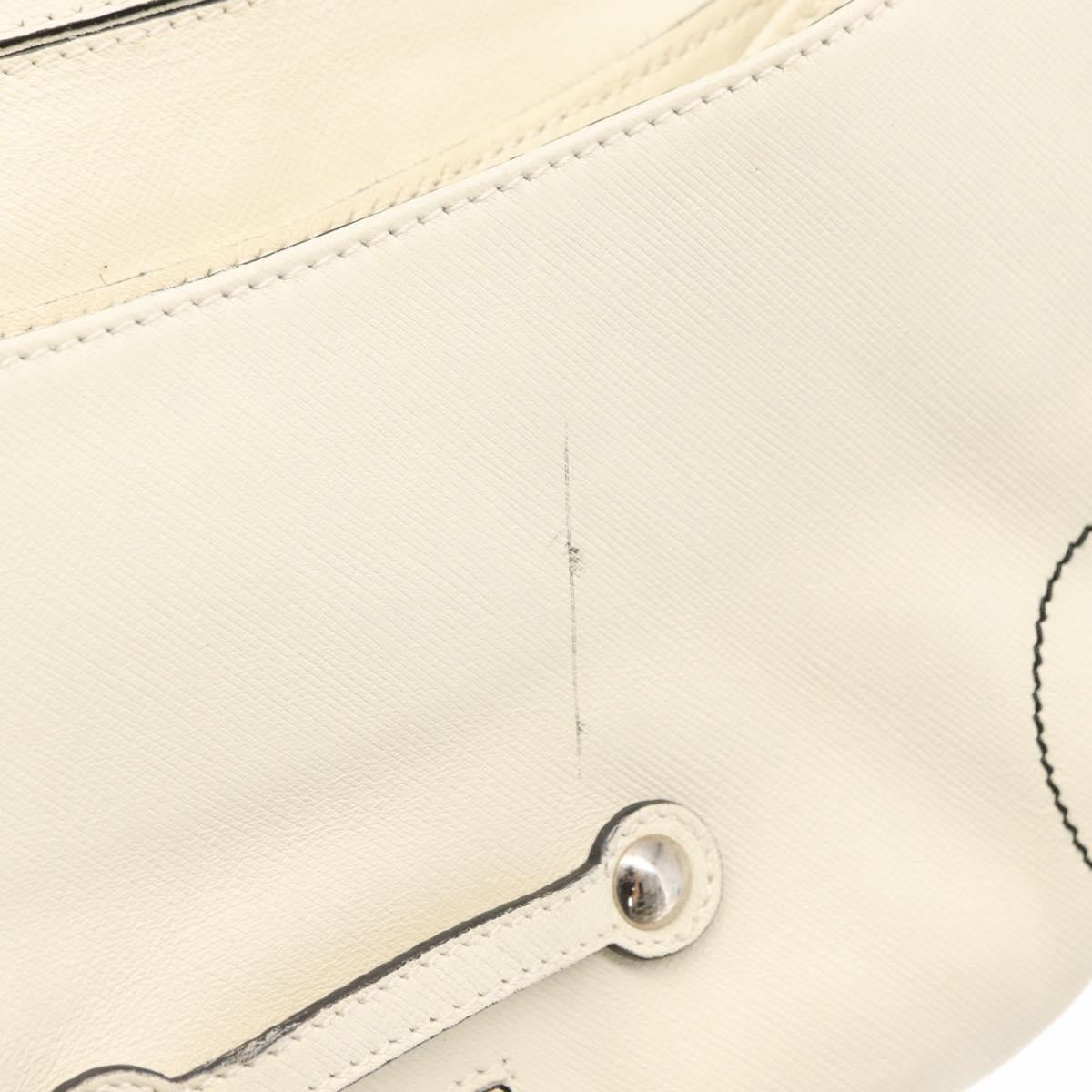 Salvatore Ferragamo Gancini Shoulder Bag Leather Silver White Auth 151258