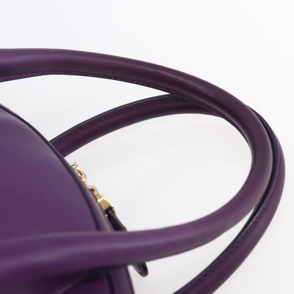 Salvatore Ferragamo Gancini Hand Bag Leather 2way Purple Gold Auth 151259