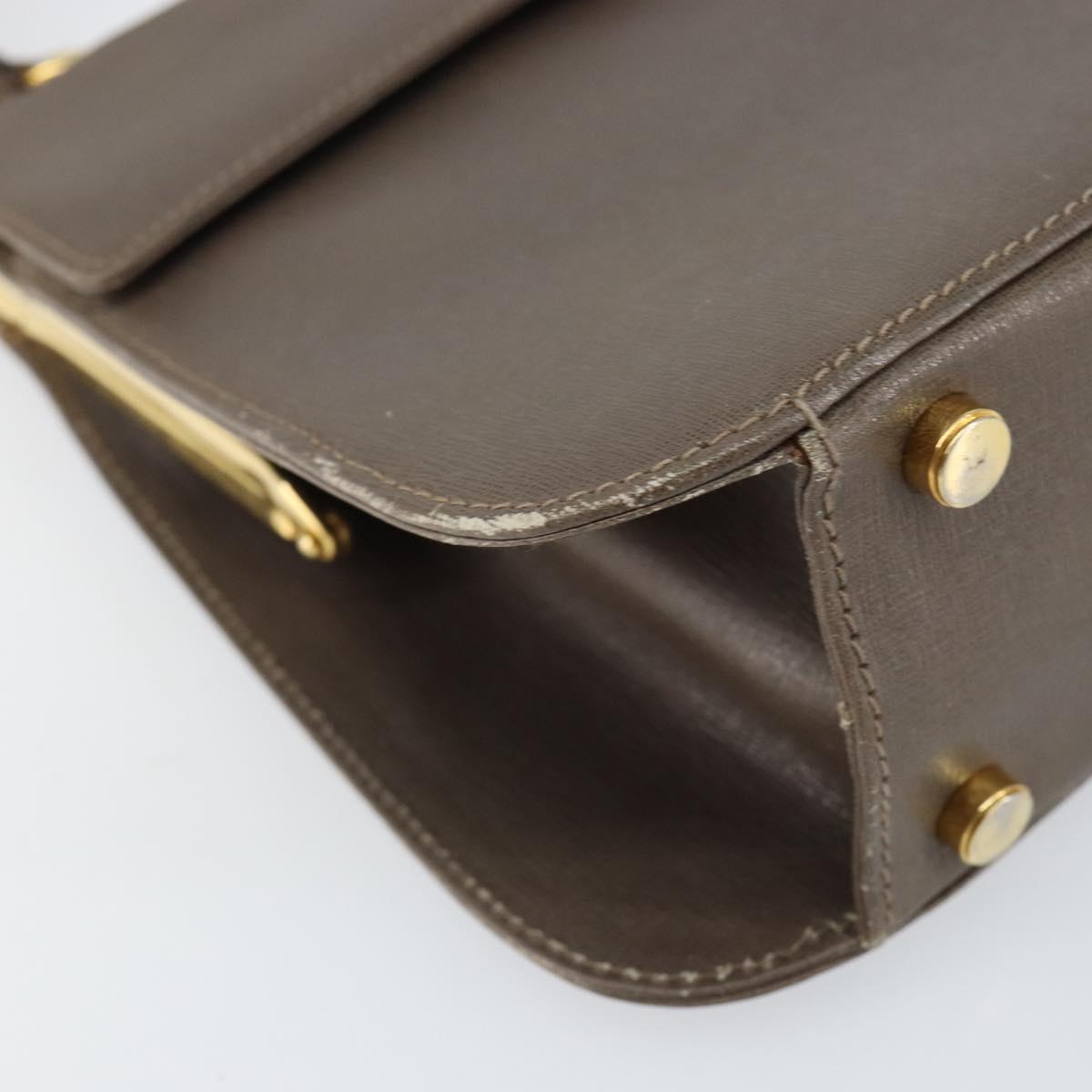 Salvatore Ferragamo Gancini Hand Bag Leather 2way Gray Gold Auth 151260