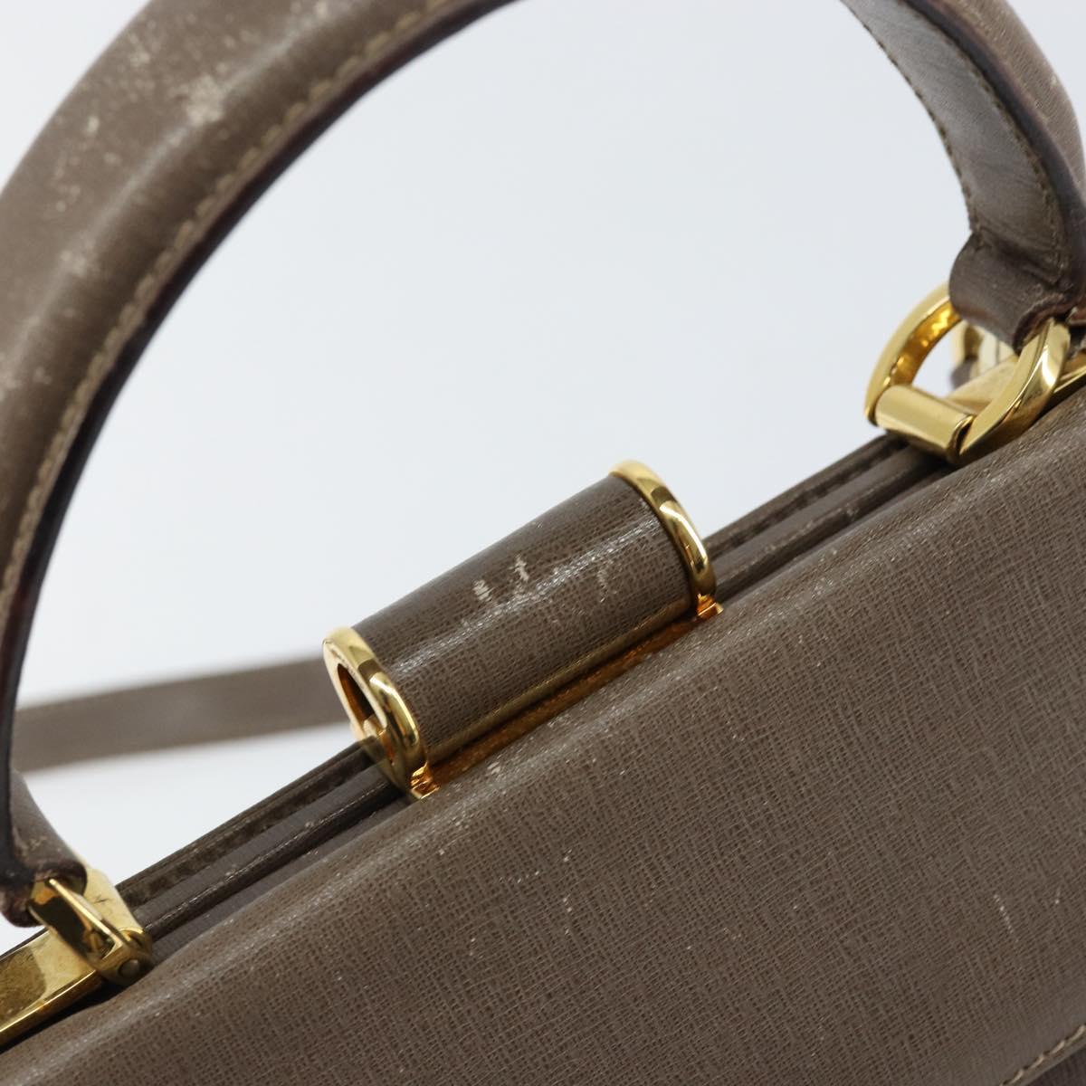 Salvatore Ferragamo Gancini Hand Bag Leather 2way Gray Gold Auth 151260