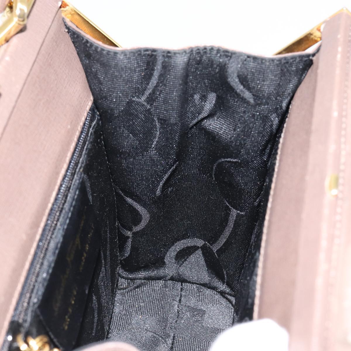 Salvatore Ferragamo Gancini Hand Bag Leather 2way Gray Gold Auth 151260