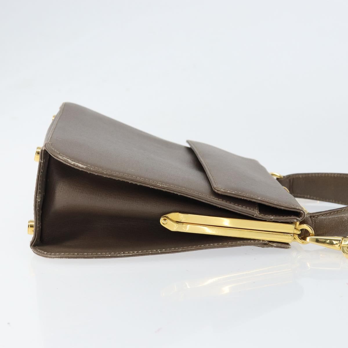 Salvatore Ferragamo Gancini Hand Bag Leather 2way Gray Gold Auth 151260