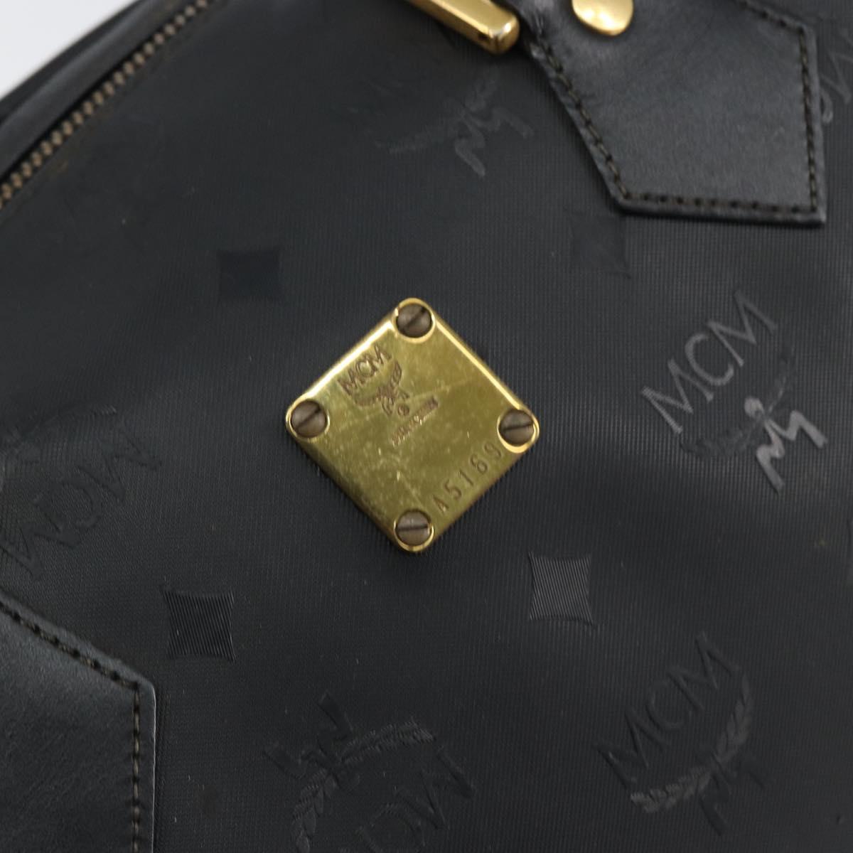 MCM Vicetos Logogram Hand Bag PVC 2way Black Gold Auth 151262