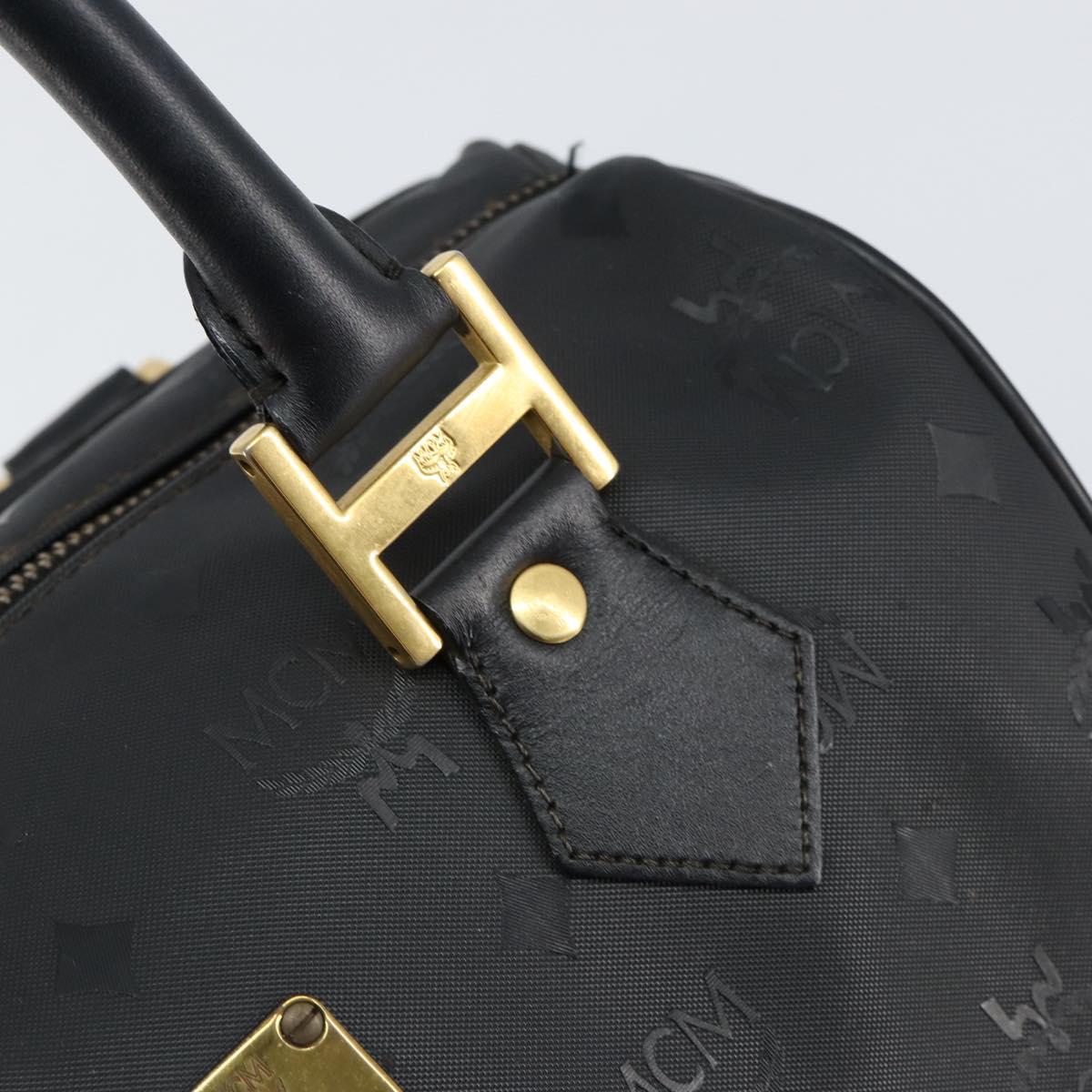 MCM Vicetos Logogram Hand Bag PVC 2way Black Gold Auth 151262