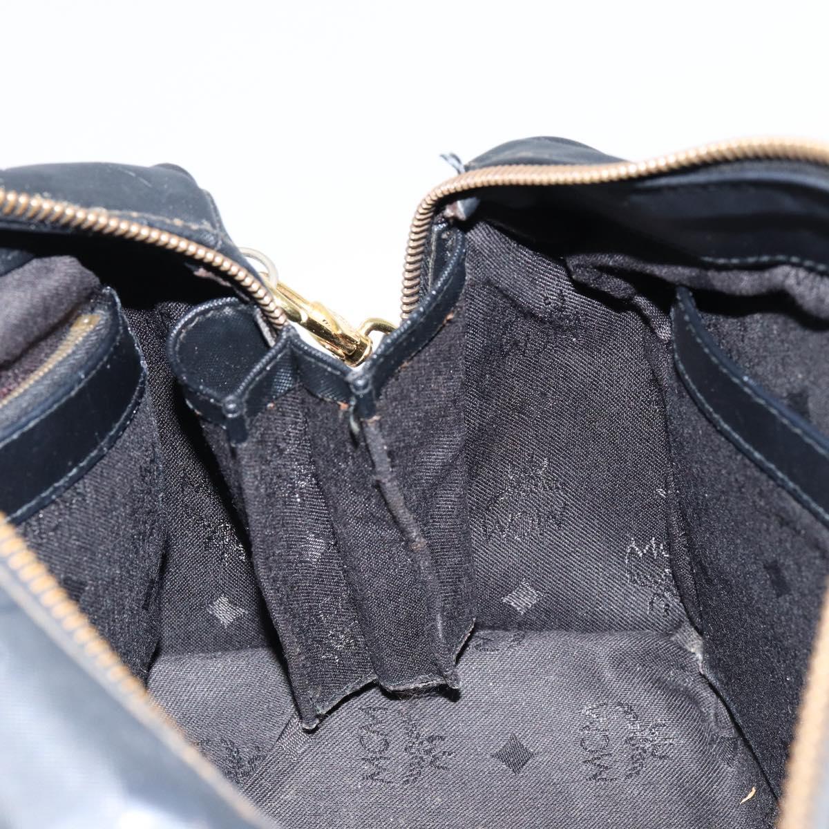 MCM Vicetos Logogram Hand Bag PVC 2way Black Gold Auth 151262