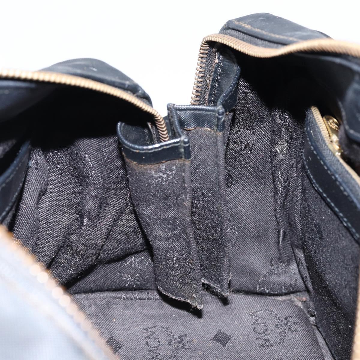 MCM Vicetos Logogram Hand Bag PVC 2way Black Gold Auth 151262