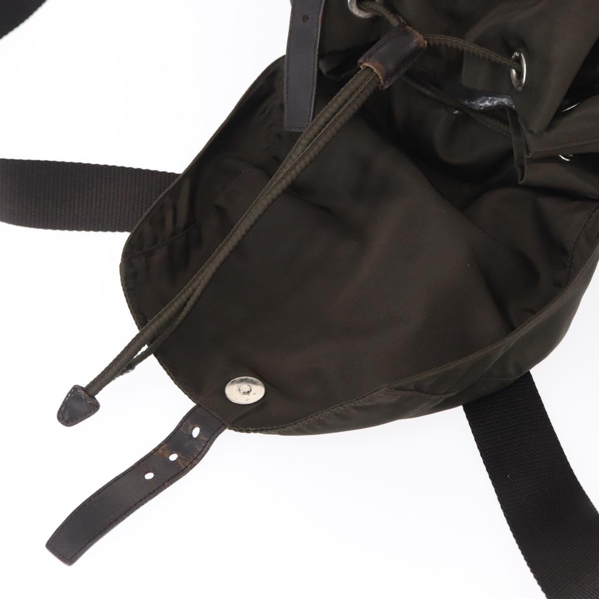 PRADA Backpack Nylon Khaki Silver Auth 151263