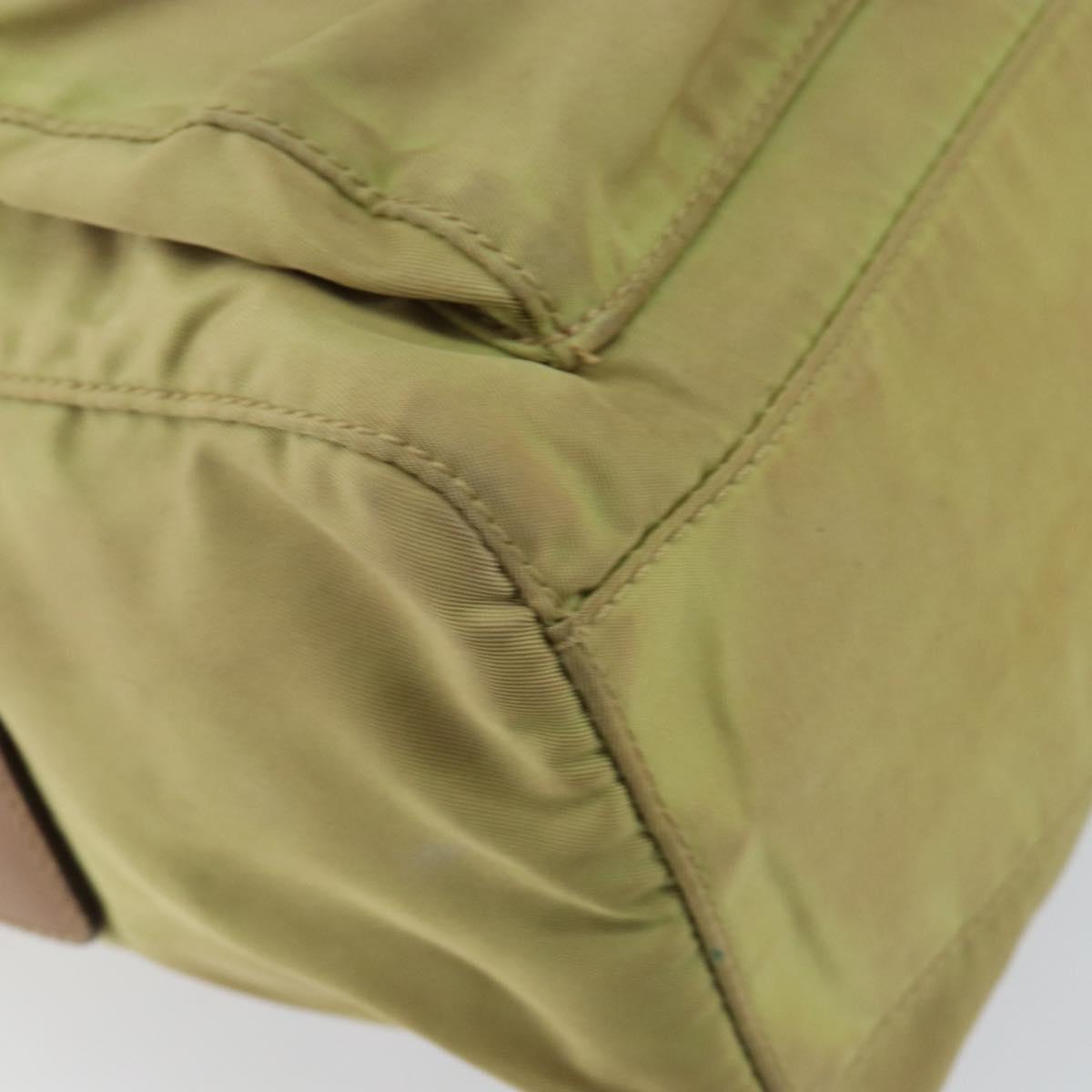 PRADA Shoulder Bag Nylon Beige Silver Auth 151265