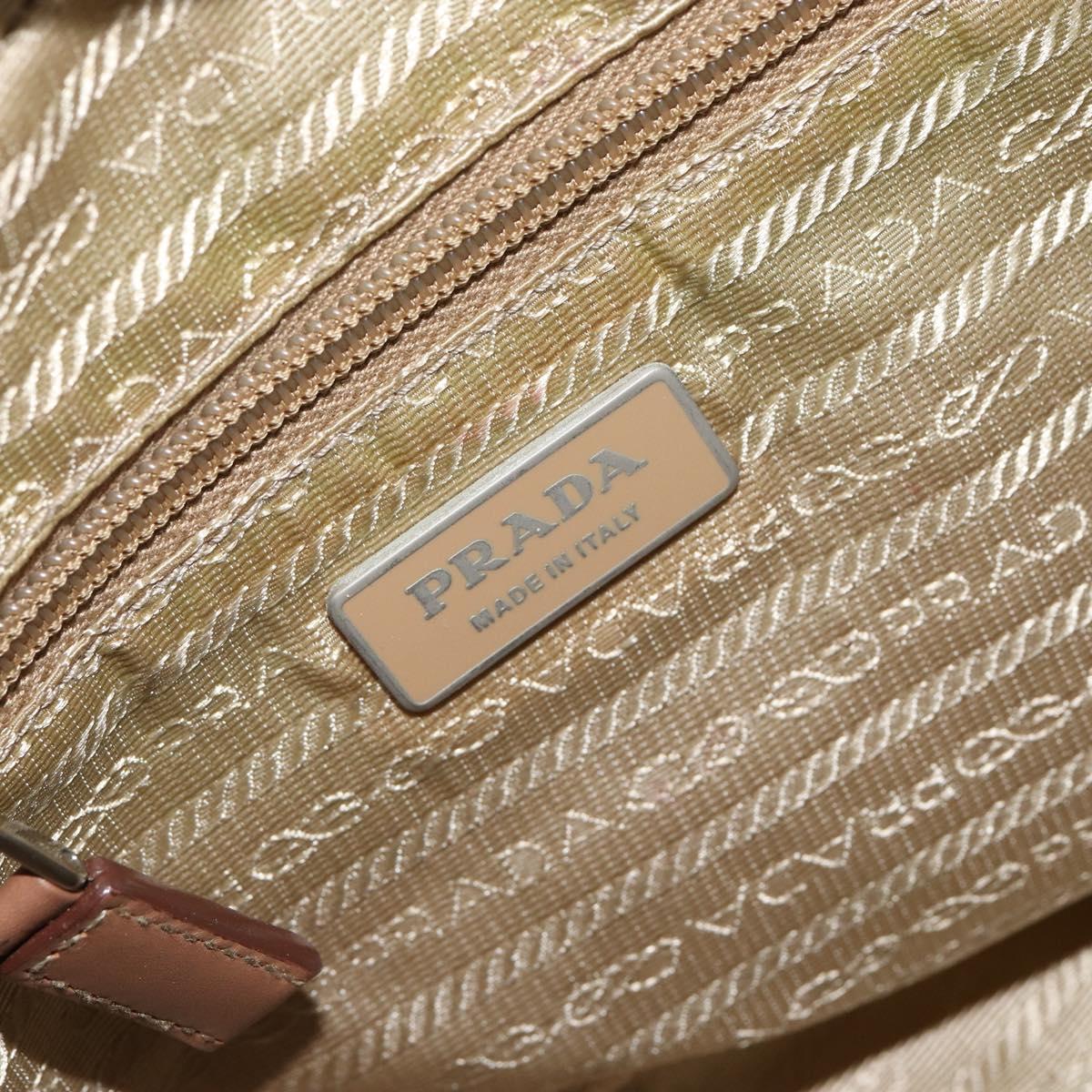 PRADA Shoulder Bag Nylon Beige Silver Auth 151265