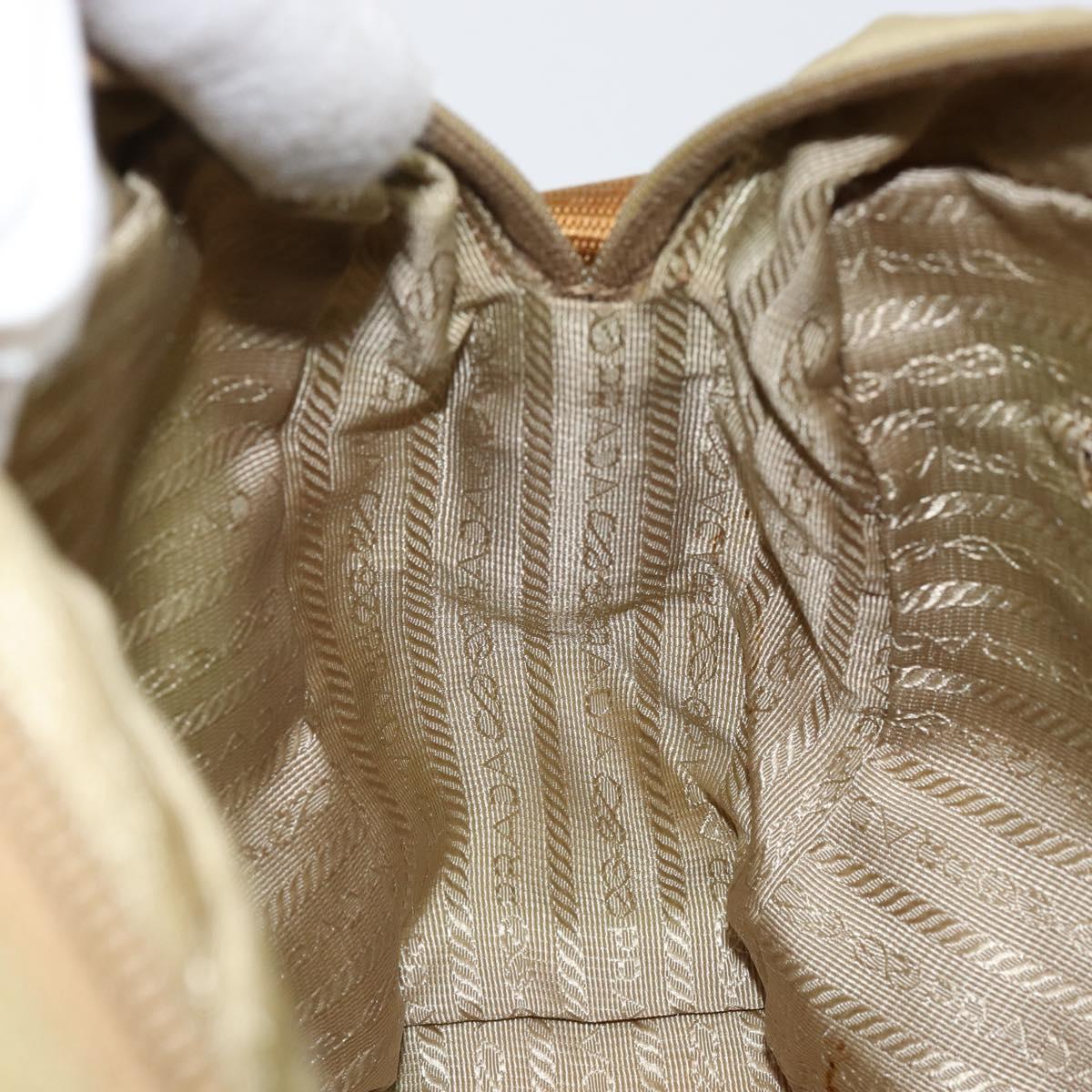 PRADA Shoulder Bag Nylon Beige Silver Auth 151265