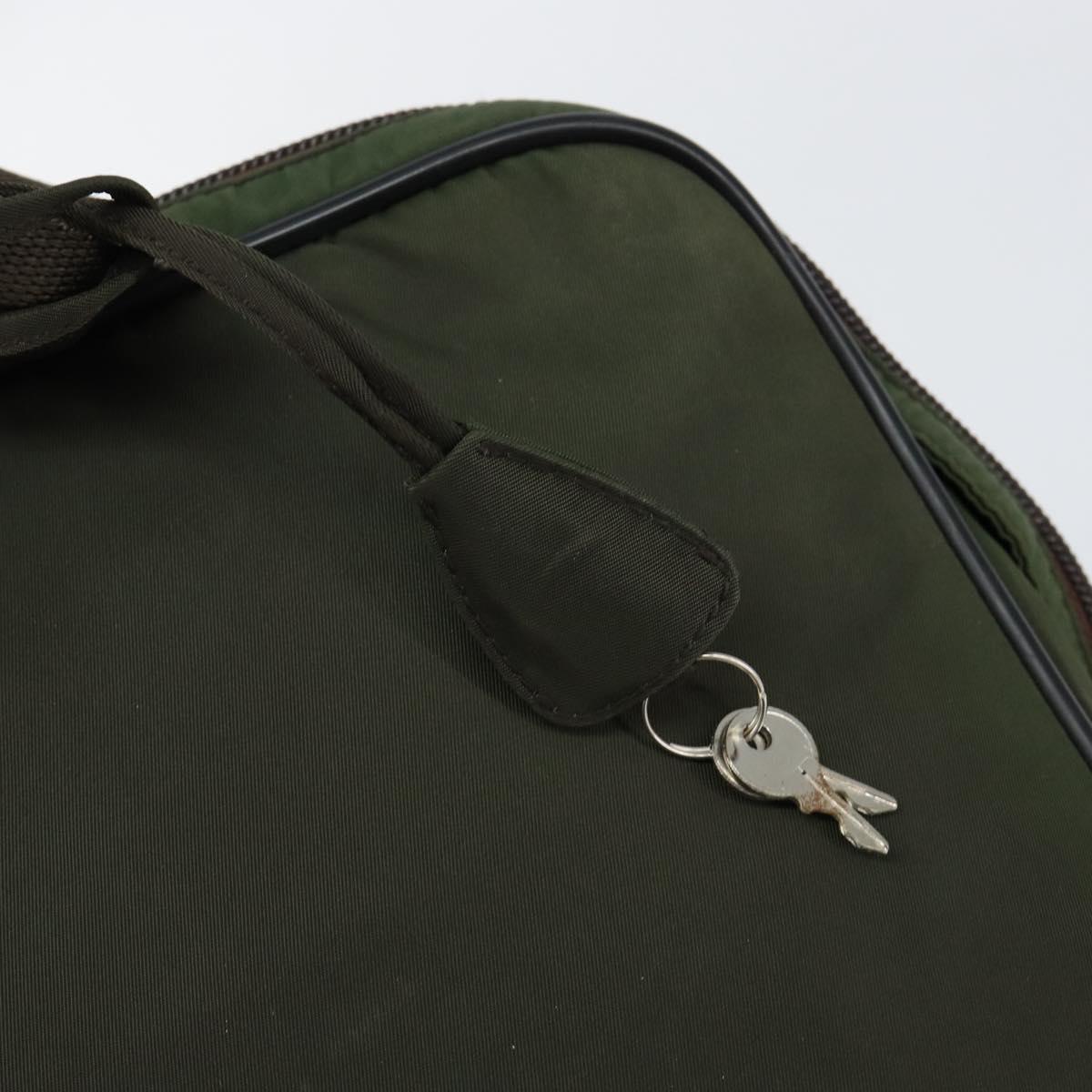 PRADA Hand Bag Nylon Khaki Silver Auth 151267