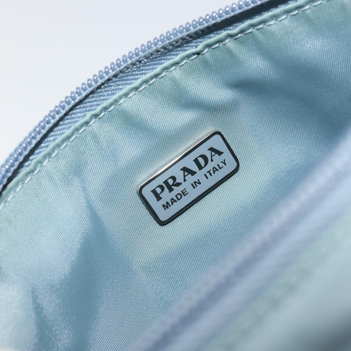 PRADA Accessory Pouch Nylon Light Blue Silver Auth 151268
