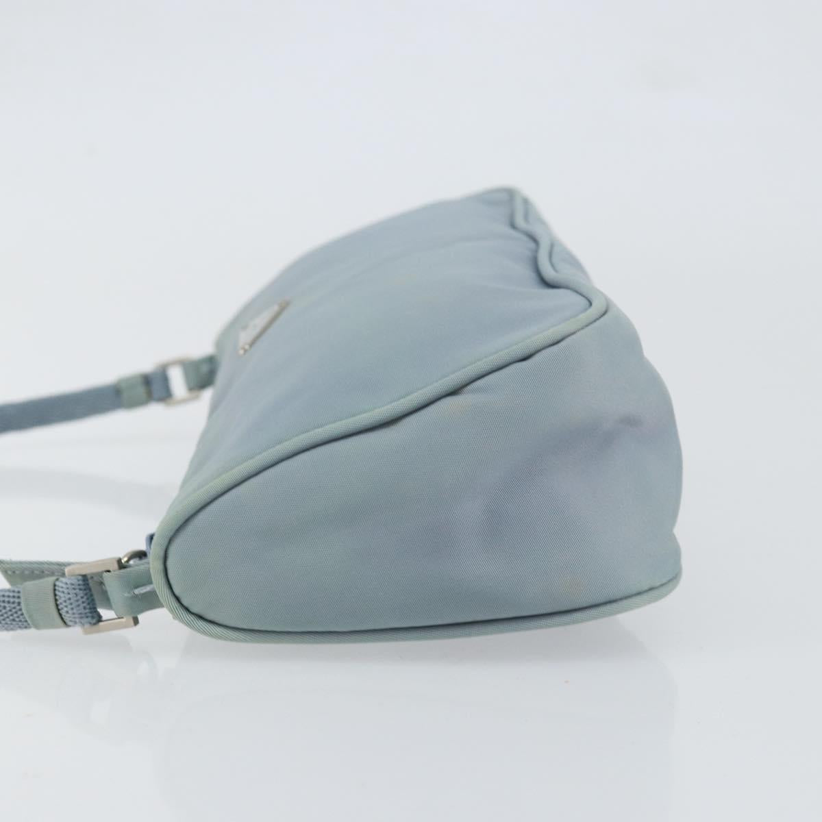PRADA Accessory Pouch Nylon Light Blue Silver Auth 151268
