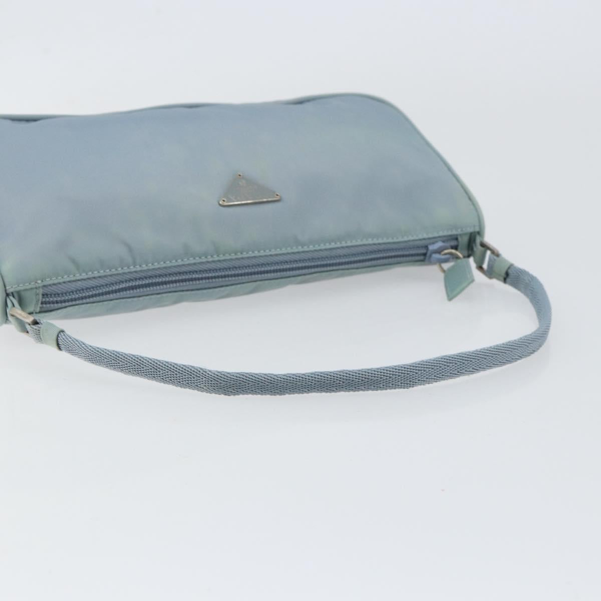 PRADA Accessory Pouch Nylon Light Blue Silver Auth 151268