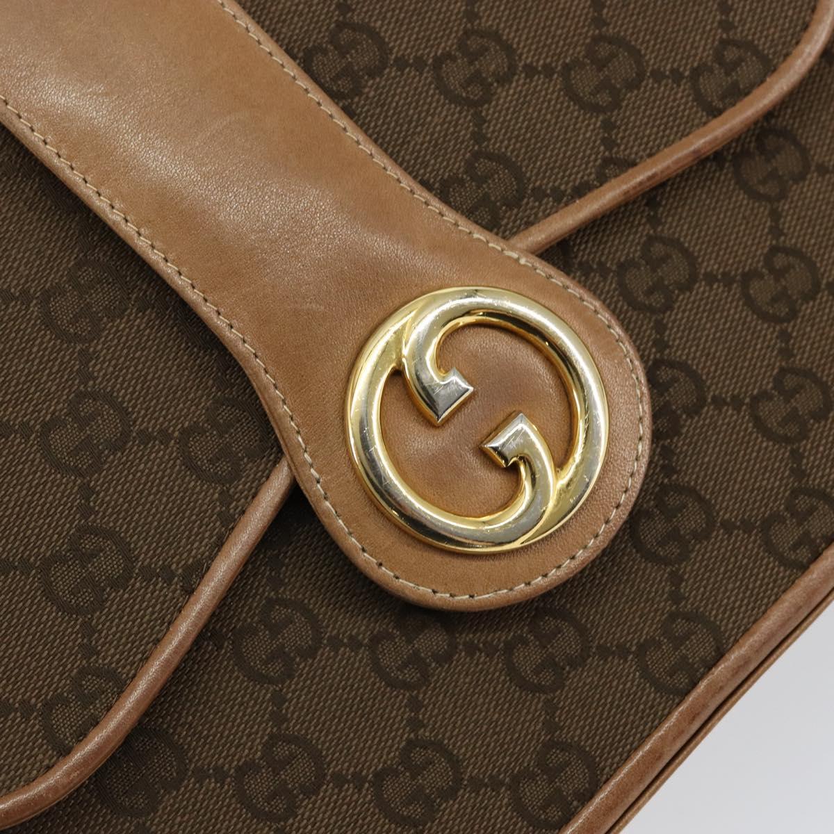GUCCI GG Canvas Hand Bag Brown gold Auth 151270