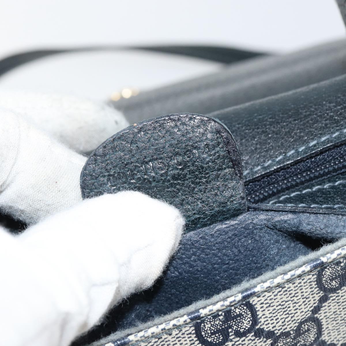 GUCCI GG Supreme Sherry Line Shoulder Bag Navy Gold 001 115 0914 Auth 151271