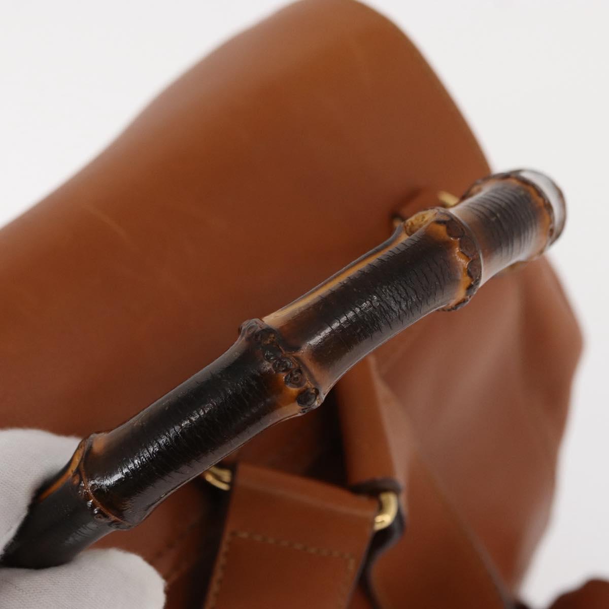GUCCI Bamboo Backpack Leather Brown Gold 003 2058 0016 Auth 151272