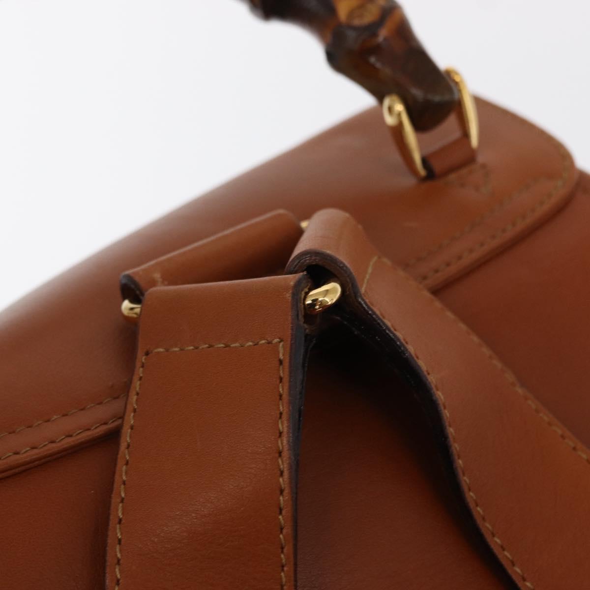 GUCCI Bamboo Backpack Leather Brown Gold 003 2058 0016 Auth 151272