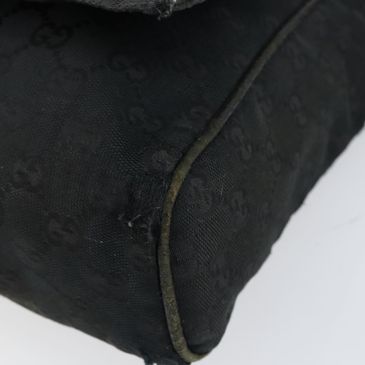 GUCCI GG Canvas Shoulder Bag Black Silver 146236 Auth 151273