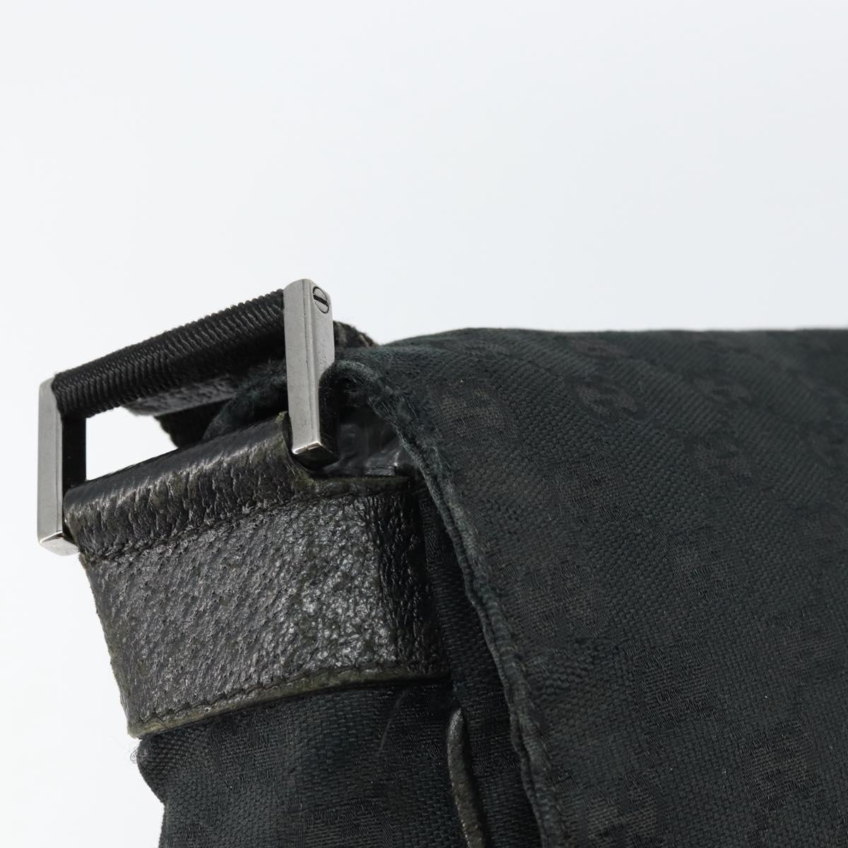 GUCCI GG Canvas Shoulder Bag Black Silver 146236 Auth 151273