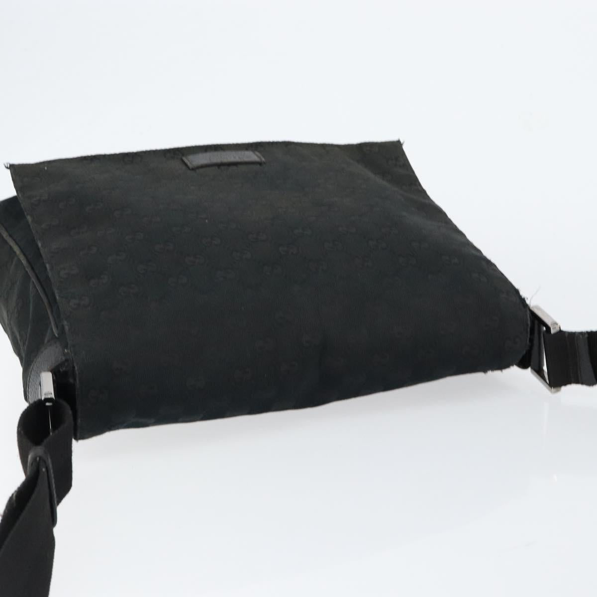 GUCCI GG Canvas Shoulder Bag Black Silver 146236 Auth 151273