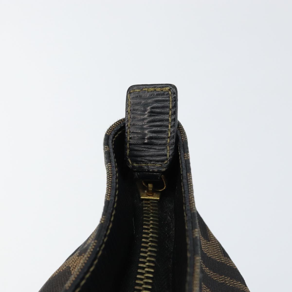 FENDI Zucca Canvas Hand Bag Black Brown gold Auth 151275