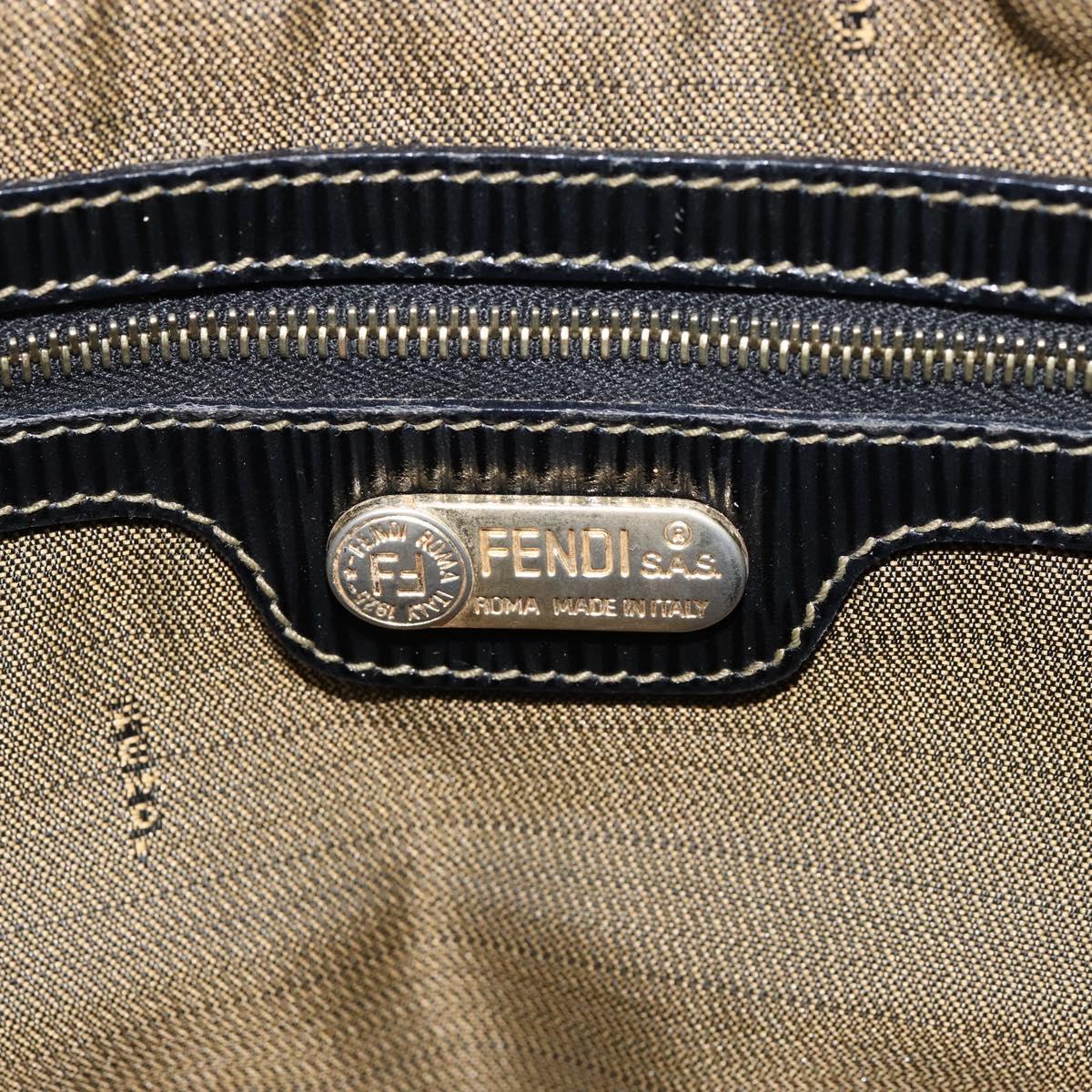 FENDI Zucca Canvas Hand Bag Black Brown gold Auth 151275