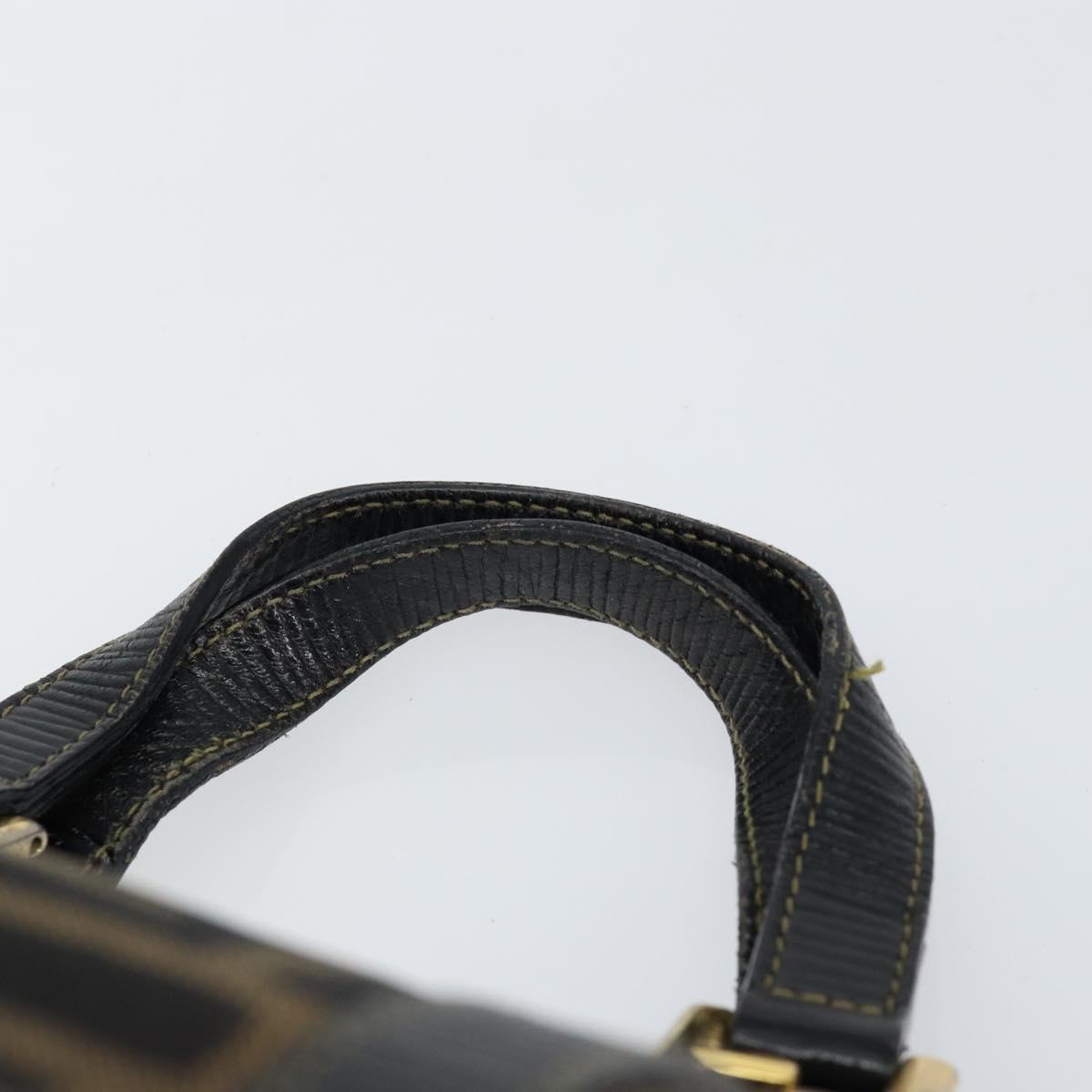 FENDI Zucca Canvas Hand Bag Black Brown gold Auth 151275