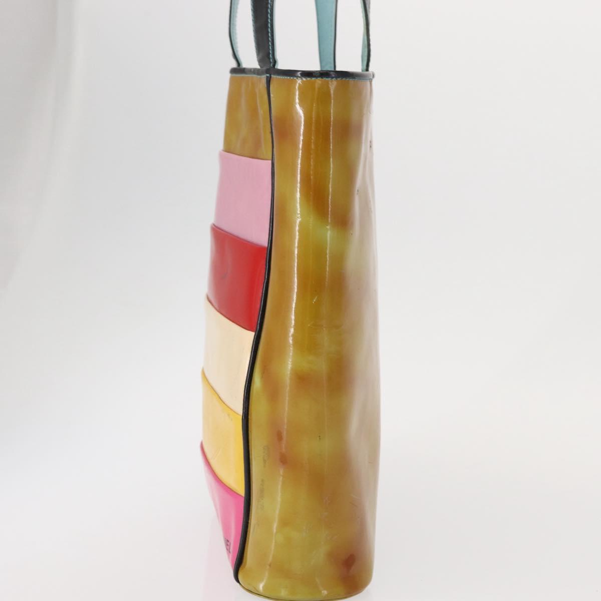 CHANEL Hand Bag Enamel Multicolor Gold CC Auth 151278