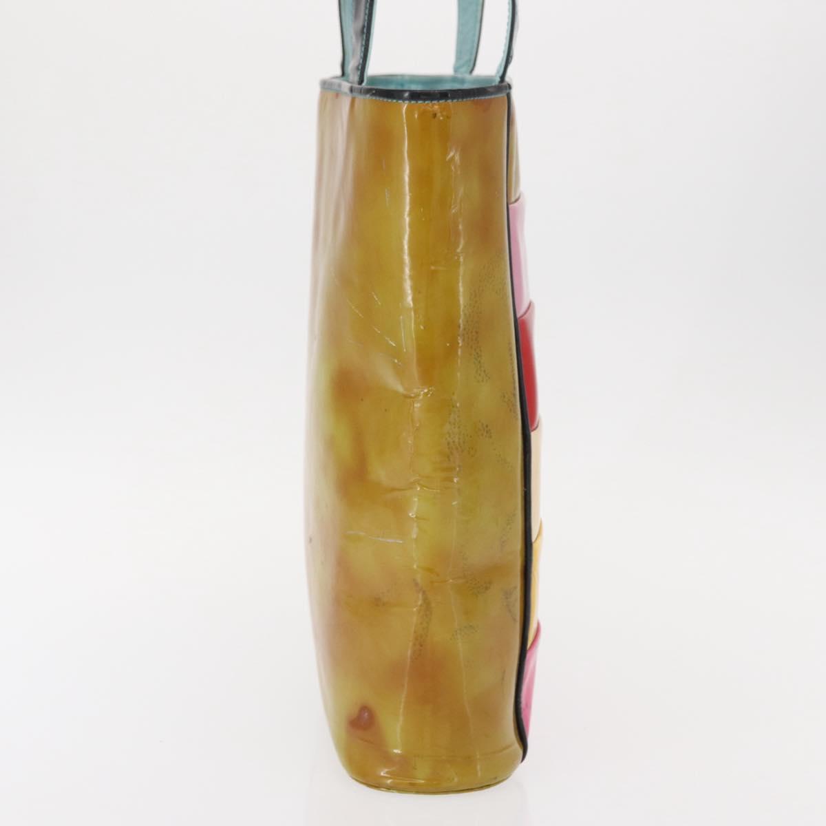 CHANEL Hand Bag Enamel Multicolor Gold CC Auth 151278