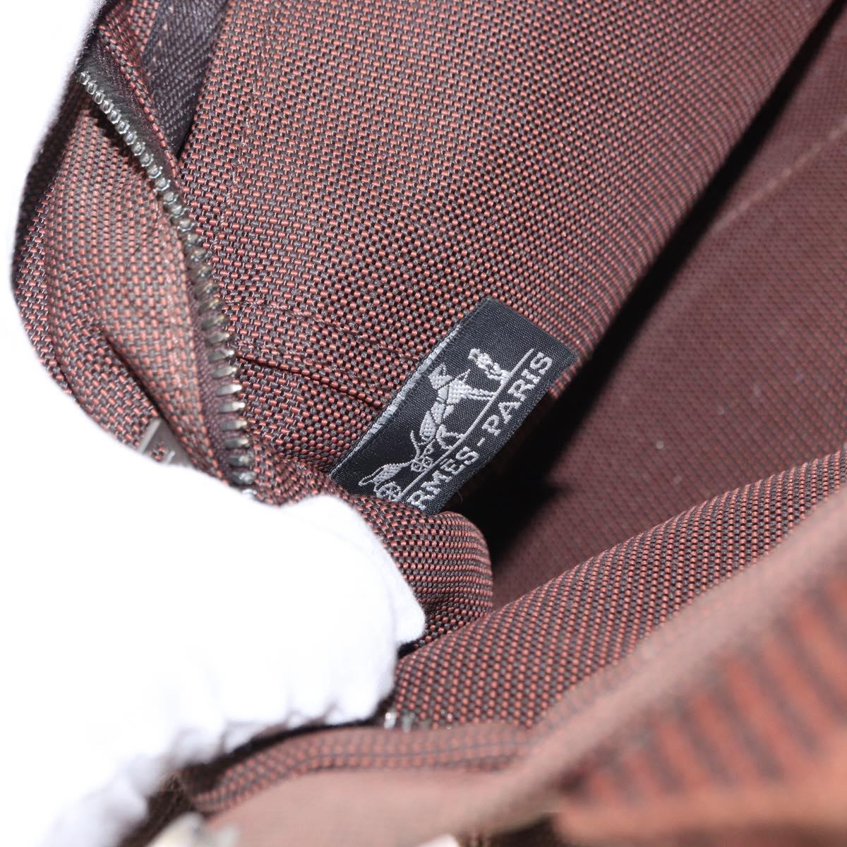 HERMES Her Line PM Tote Bag Canvas Brown Silver Auth 151279