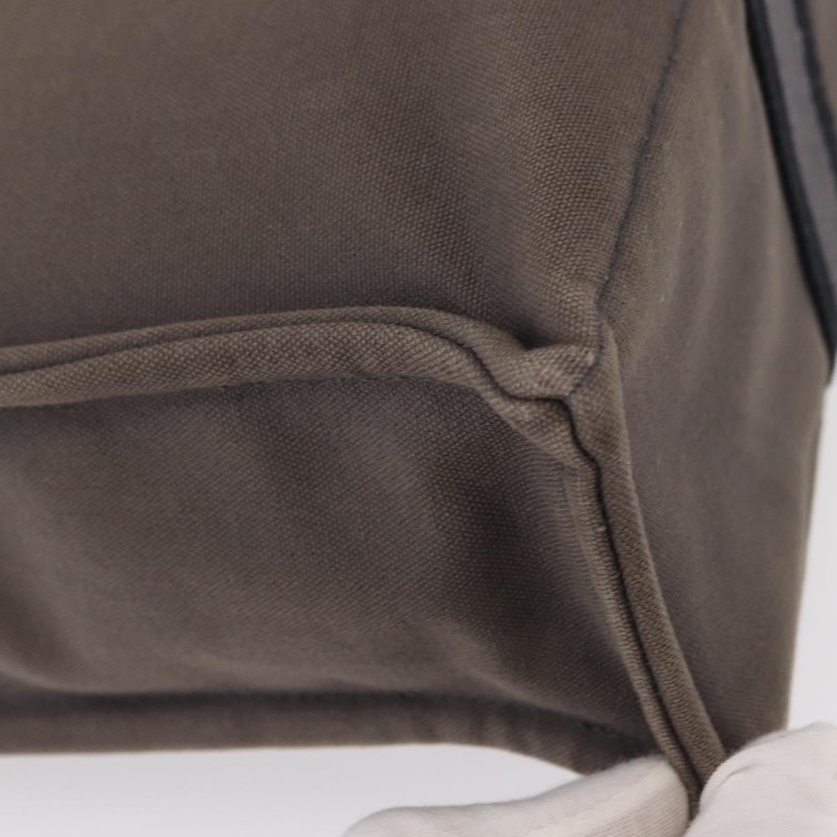 HERMES Fourre ToutMM Hand Bag Canvas Gray Silver Auth 151280