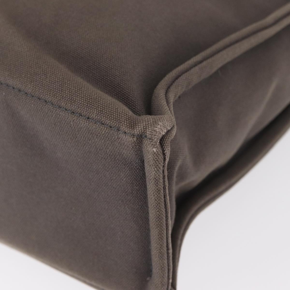 HERMES Fourre ToutMM Hand Bag Canvas Gray Silver Auth 151280