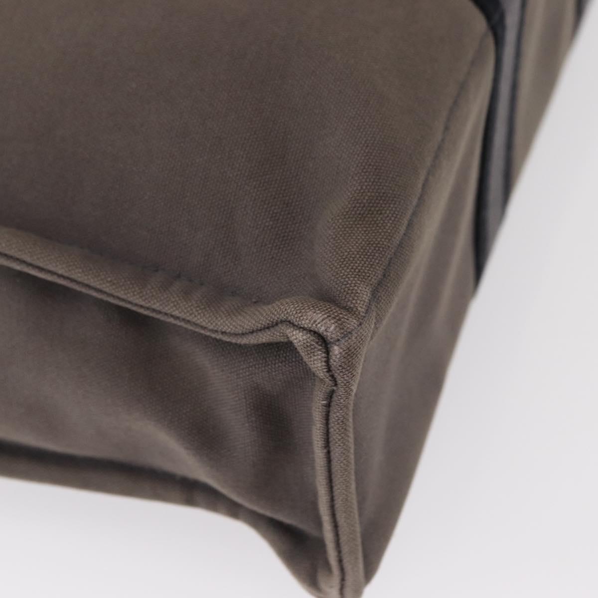 HERMES Fourre ToutMM Hand Bag Canvas Gray Silver Auth 151280